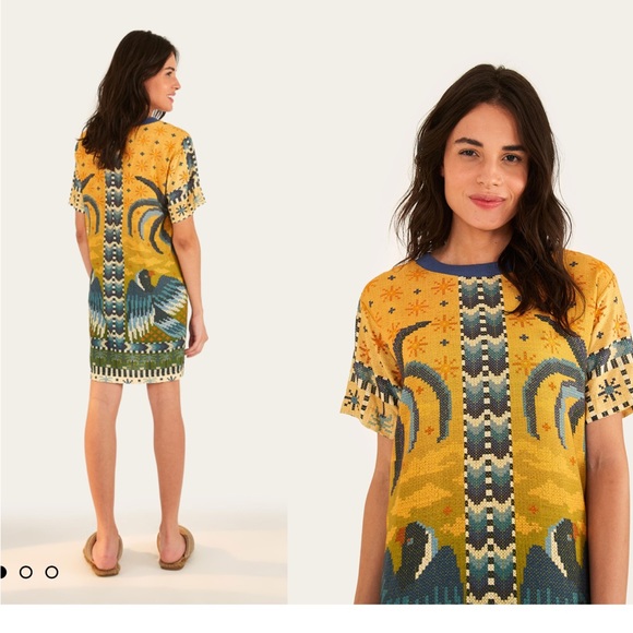 Farm Rio Brazil T-shirt Tropical Print Mini Dress size small/ P - Picture 2 of 14